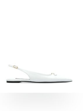 ✨ Dolce & Gabbana White Leather Slingback Flats – Made in Italy ✨